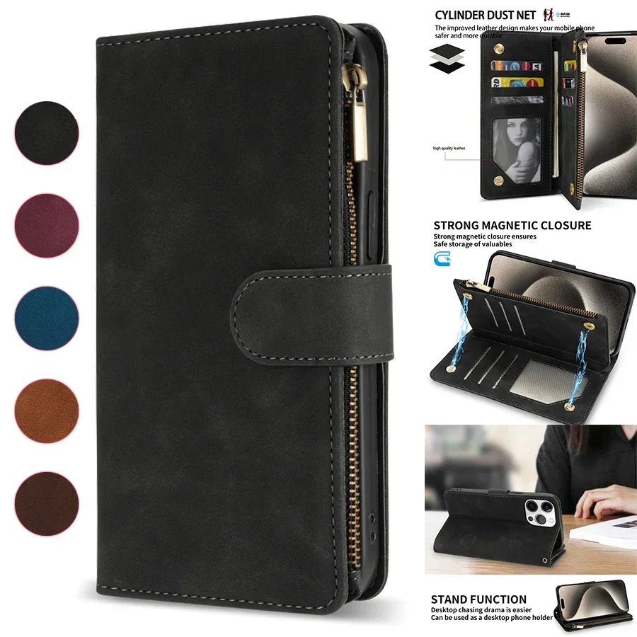 Tech Accessories Iphone - Brieftasche Multi-karte Zipper Ständer Magnetische Flip
