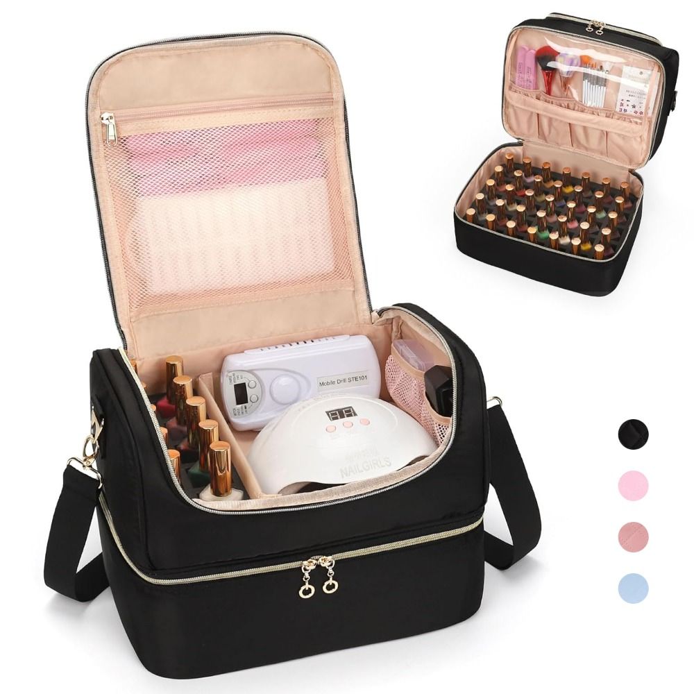Tech Woven Accessories - Doppelschichtige Nagellack-Organizer-Tasche für 60 Flaschen, große