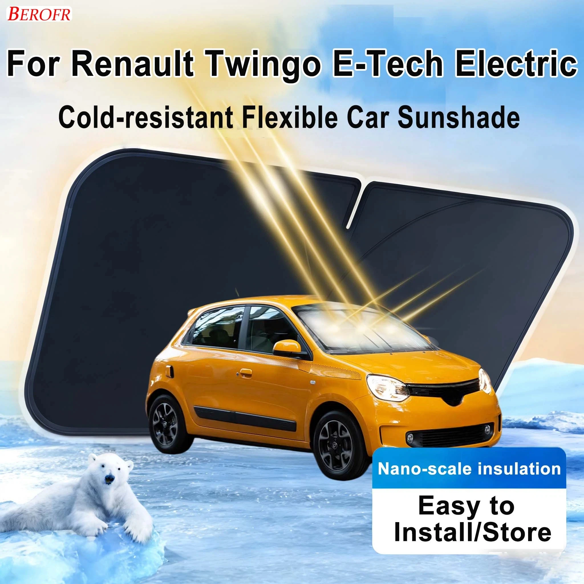 Tech Accessories Renault - Für Renault Twingo E-Tech 2020-2026 Auto-Windschutzscheiben-Sonnenschutz