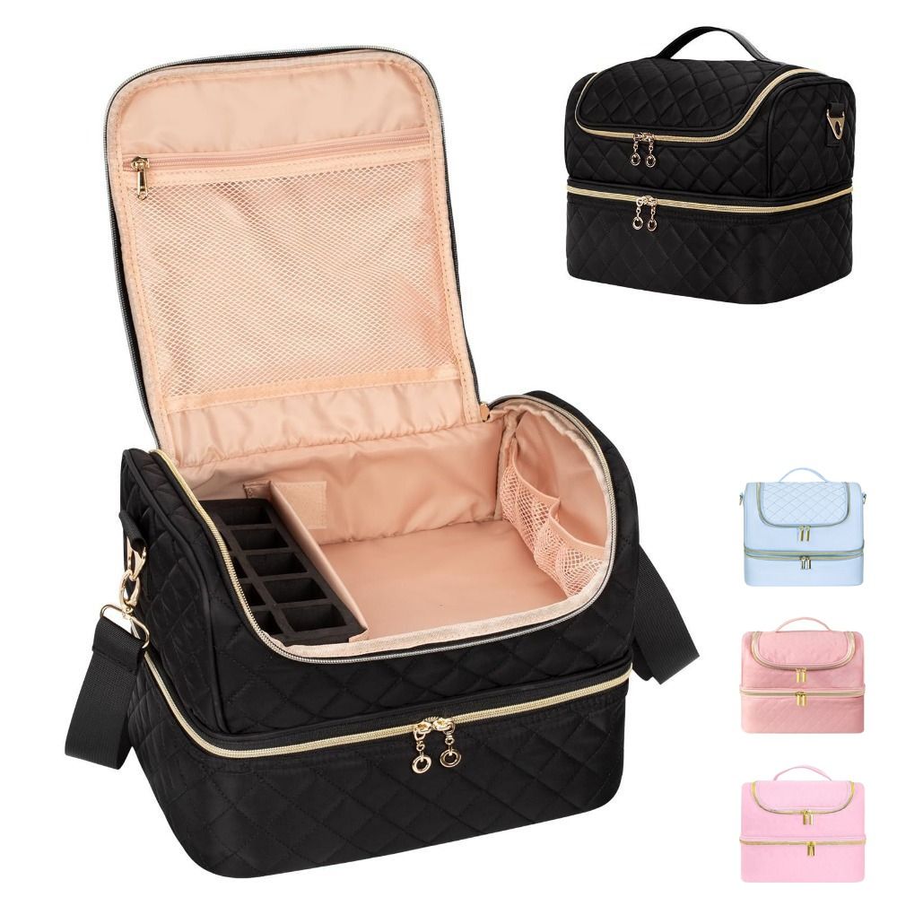 Tech Woven Accessories - Doppelschichtige Nagellack-Organizer-Tasche für 60 Flaschen Reise-Etui