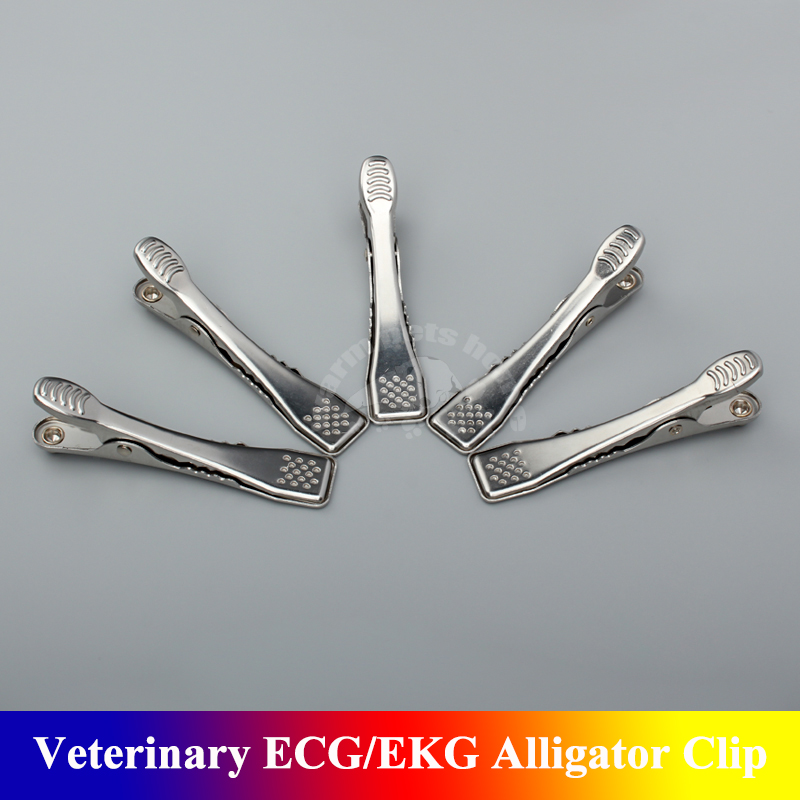 Vet Tech Accessories - 5 Stück Veterinär-EKG/EKG-Krokodilklemme, wiederverwendbar, für Tiere,